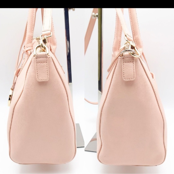 Furla Light Pink Leather Tote Satchel | Crossbody Strap | Gold Logo Charm - Picture 5 of 9